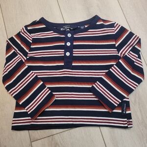 Ben Sherman Kids Cotton Long Sleeve Henley Shirt Size 2T Navy Red White Stripes
